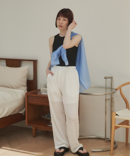 INSIIS(インシス)の「シアーイージーパンツ(Tシャツ/カットソー・レディース・ライトブルー/ブラック/オフホワイト・S/フリー)」の21枚目の写真