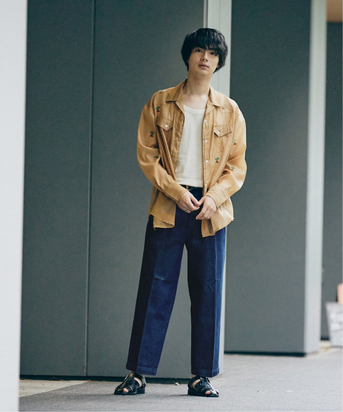 JOURNAL STANDARD（ジャーナルスタンダード）の「デニム タックイン トラウザーズパンツ（スラックス・メンズ・ネイビー/アイボリー/ダークブルー・SMALL/MEDIUM/LARGE）」の4枚目の写真