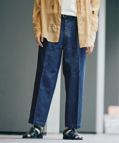 JOURNAL STANDARD（ジャーナルスタンダード）の「デニム タックイン トラウザーズパンツ（スラックス・メンズ・ネイビー/アイボリー/ダークブルー・SMALL/MEDIUM/LARGE）」の17枚目の写真