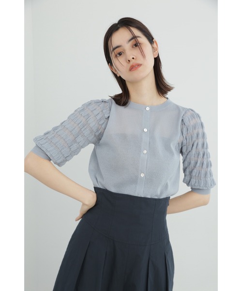 JILL STUART（ジルスチュアート）の「◆シアーショートスリーブカーディガン（スウェット・レディース・ホワイト/ブラック/ブルー・FREE）」の3枚目の写真