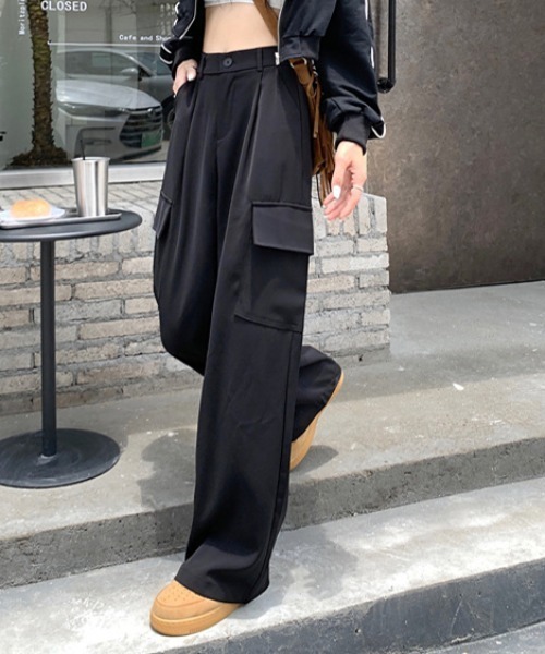 gossip！ロサンゼルス（ゴシップロサンゼルス）の「ストレートカーゴパンツ（カーゴパンツ・レディース・ブラック/ブラウン・FREE）」の3枚目の写真