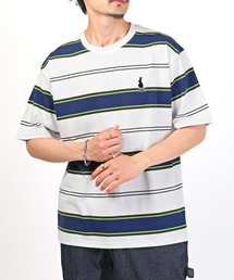 マルチボーダーワンポイント刺繍半袖Tシャツ