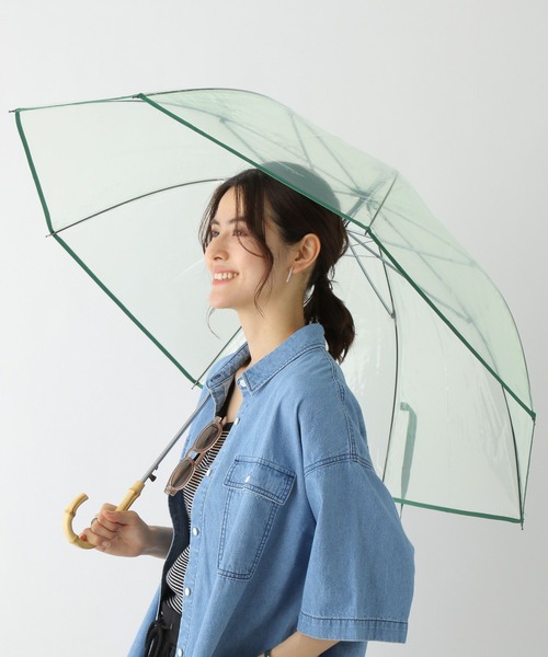 LEPSIM（レプシィム）の「バンブーカラービニール傘　183511（長傘・レディース・グリーン/ブラウン/オレンジ・ONE SIZE）」の2枚目の写真