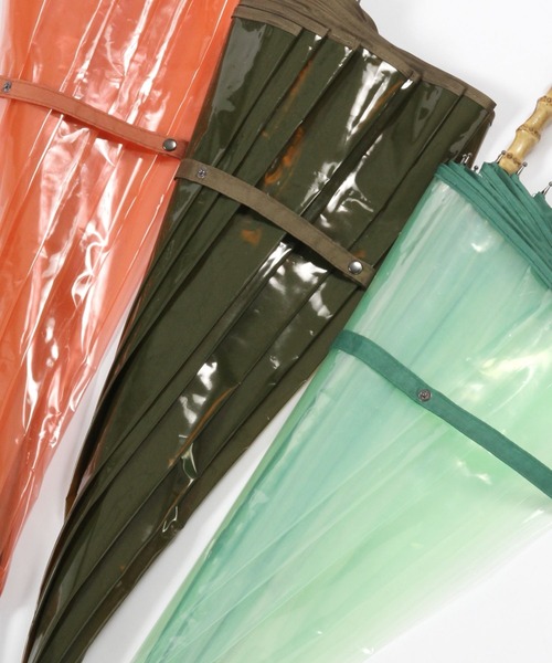 LEPSIM（レプシィム）の「バンブーカラービニール傘　183511（長傘・レディース・グリーン/ブラウン/オレンジ・ONE SIZE）」の11枚目の写真