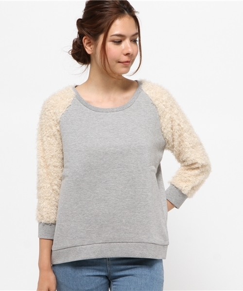OUTLET（アウトレット）の「【Discoat Petit】裏起毛裏毛袖ブークレプルオーバー（Tシャツ/カットソー・レディース・ダークグレー/ネイビー/杢グレー・FREE）」の2枚目の写真