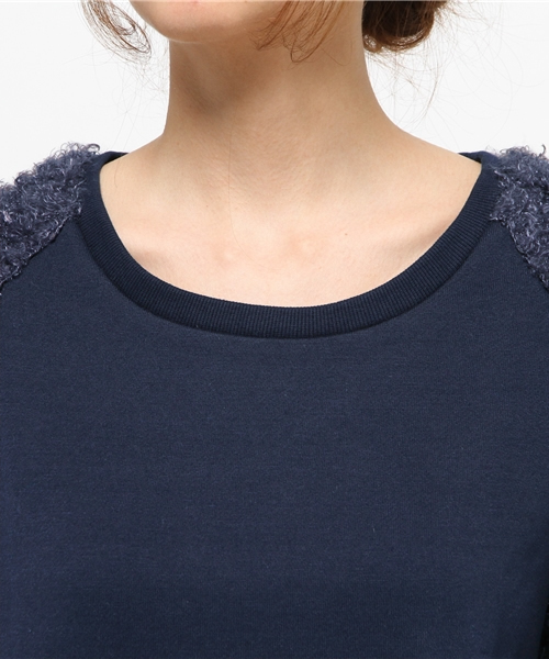 OUTLET（アウトレット）の「【Discoat Petit】裏起毛裏毛袖ブークレプルオーバー（Tシャツ/カットソー・レディース・ダークグレー/ネイビー/杢グレー・FREE）」の7枚目の写真