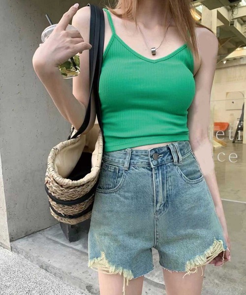 SPIGA（スピーガ）の「裾ダメージデニムショートパンツ（デニムパンツ・レディース・ブラック/ホワイト/ブルー・SMALL/MEDIUM/FREE）」の7枚目の写真