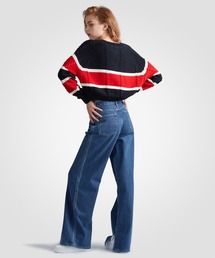  JEANS ストライプ　Vネック　クロップドニット tommy jeans（トミー ジーンズ）の「クロップドストライプV