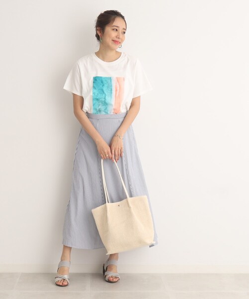 Cutie Blonde（キューティーブロンド）の「◆【接触冷感/プチプラ】大人のアクティブコーデに！ ベーシックプリント アソートTシャツ（Tシャツ/カットソー・レディース・ホワイト系その他4/ホワイト系その他/ブラック系1/チャコール/ブルー系1/ベージュ系その他6/グリーン系その他4/ベージュ系その他・01/02/03）」の10枚目の写真