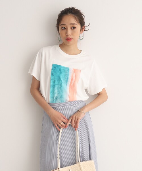 Cutie Blonde（キューティーブロンド）の「◆【接触冷感/プチプラ】大人のアクティブコーデに！ ベーシックプリント アソートTシャツ（Tシャツ/カットソー・レディース・ホワイト系その他4/ホワイト系その他/ブラック系1/チャコール/ブルー系1/ベージュ系その他6/グリーン系その他4/ベージュ系その他・01/02/03）」の12枚目の写真