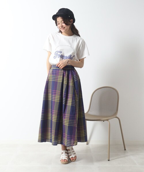 Cutie Blonde（キューティーブロンド）の「◆【接触冷感/プチプラ】大人のアクティブコーデに！ ベーシックプリント アソートTシャツ（Tシャツ/カットソー・レディース・ホワイト系その他4/ホワイト系その他/ブラック系1/チャコール/ブルー系1/ベージュ系その他6/グリーン系その他4/ベージュ系その他・01/02/03）」の15枚目の写真