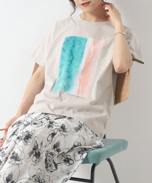 Cutie Blonde（キューティーブロンド）の「◆【接触冷感/プチプラ】大人のアクティブコーデに！ ベーシックプリント アソートTシャツ（Tシャツ/カットソー・レディース・ホワイト系その他4/ホワイト系その他/ブラック系1/チャコール/ブルー系1/ベージュ系その他6/グリーン系その他4/ベージュ系その他・01/02/03）」の5枚目の写真