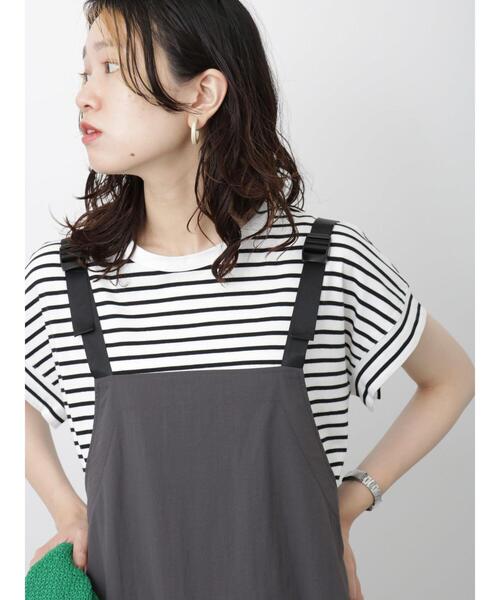 Samansa Mos2 blue（サマンサモスモスブルー）の「【USAコットン】フレンチスリーブTシャツ（Tシャツ/カットソー・レディース・ホワイト/ブラック/ベージュ/オフホワイト/ブルー・F）」の7枚目の写真