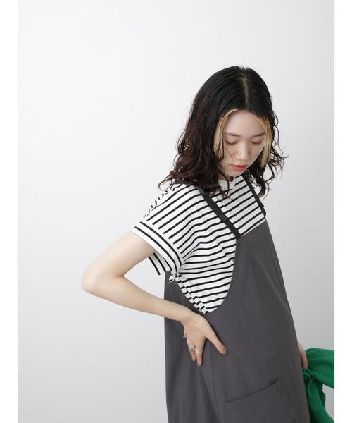 Samansa Mos2 blue（サマンサモスモスブルー）の「【USAコットン】フレンチスリーブTシャツ（Tシャツ/カットソー・レディース・ホワイト/ブラック/ベージュ/オフホワイト/ブルー・F）」の8枚目の写真