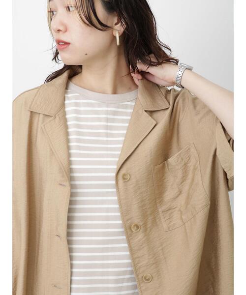 Samansa Mos2 blue（サマンサモスモスブルー）の「【USAコットン】フレンチスリーブTシャツ（Tシャツ/カットソー・レディース・ホワイト/ブラック/ベージュ/オフホワイト/ブルー・F）」の13枚目の写真