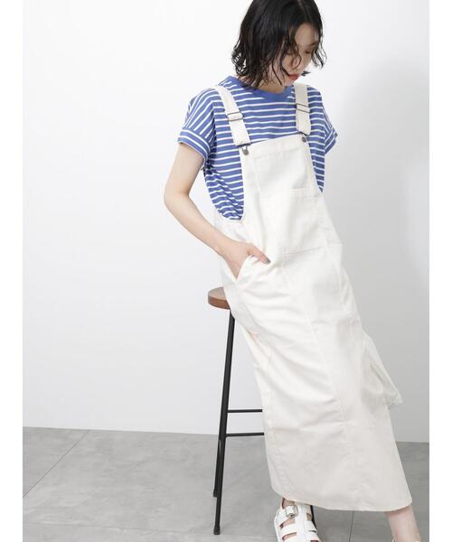 Samansa Mos2 blue（サマンサモスモスブルー）の「【USAコットン】フレンチスリーブTシャツ（Tシャツ/カットソー・レディース・ホワイト/ブラック/ベージュ/オフホワイト/ブルー・F）」の15枚目の写真