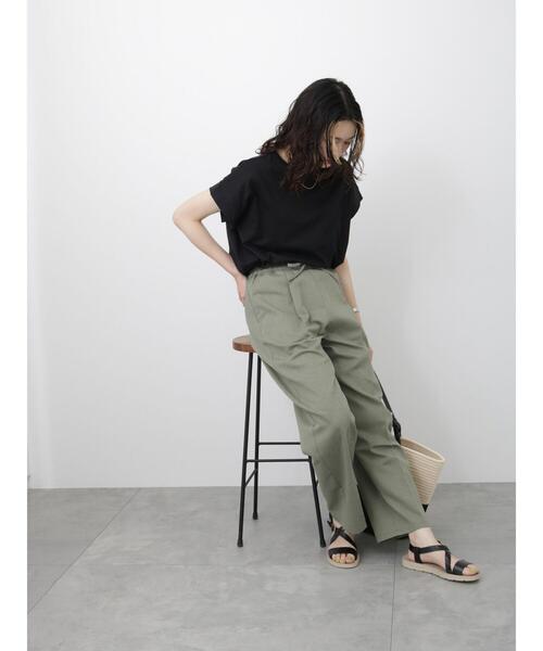 Samansa Mos2 blue（サマンサモスモスブルー）の「【USAコットン】フレンチスリーブTシャツ（Tシャツ/カットソー・レディース・ホワイト/ブラック/ベージュ/オフホワイト/ブルー・F）」の20枚目の写真