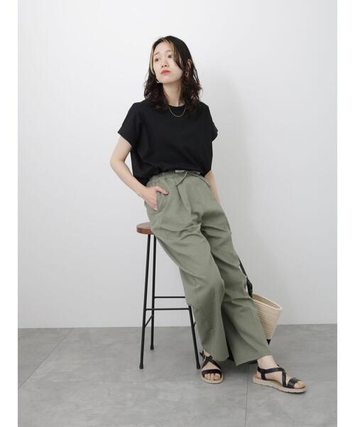 Samansa Mos2 blue（サマンサモスモスブルー）の「【USAコットン】フレンチスリーブTシャツ（Tシャツ/カットソー・レディース・ホワイト/ブラック/ベージュ/オフホワイト/ブルー・F）」の21枚目の写真