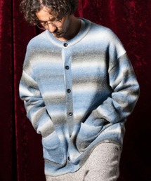 mcg3320-グラデーションボーダークルーネックカーディガン