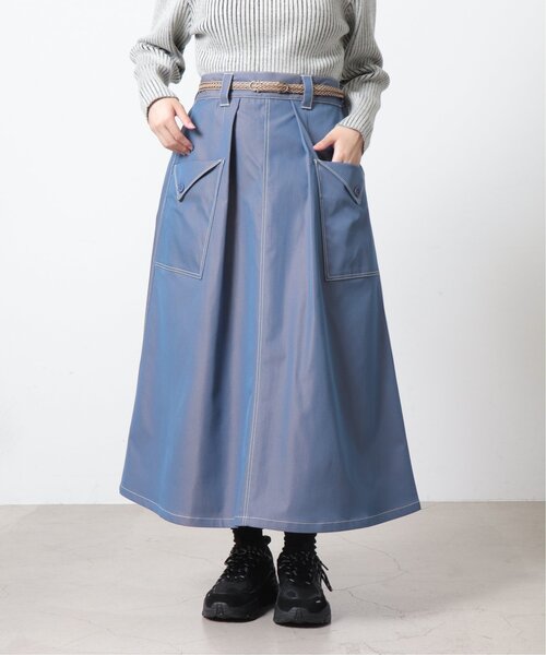 DOUBLE NAME（ダブルネーム）の「グロッシーウエストギャザースカート（スカート・レディース・キナリ/ピンク/ブルー・FREE）」の5枚目の写真