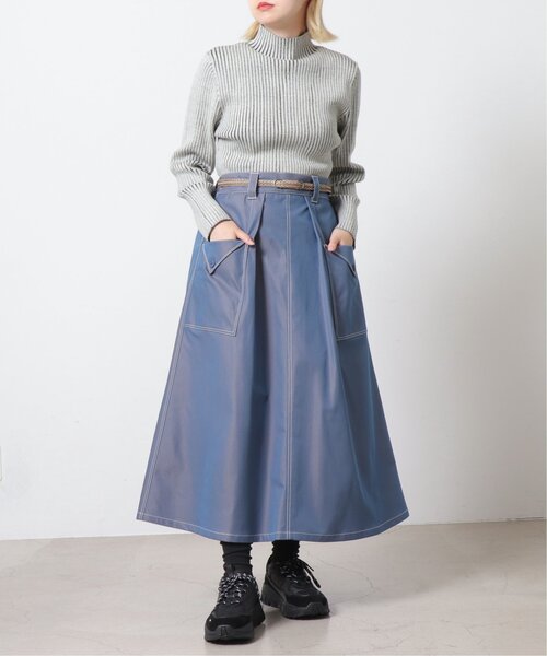 DOUBLE NAME（ダブルネーム）の「グロッシーウエストギャザースカート（スカート・レディース・キナリ/ピンク/ブルー・FREE）」の6枚目の写真