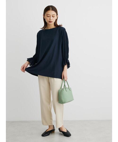 Green　Parks（グリーンパークス）の「マジョリカドッキング7分袖プルオーバー（Tシャツ/カットソー・レディース・サックスブルー/ブラック/ライトベージュ/ネイビー・FREE）」の5枚目の写真