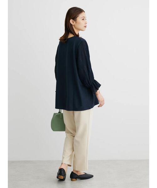 Green　Parks（グリーンパークス）の「マジョリカドッキング7分袖プルオーバー（Tシャツ/カットソー・レディース・サックスブルー/ブラック/ライトベージュ/ネイビー・FREE）」の7枚目の写真