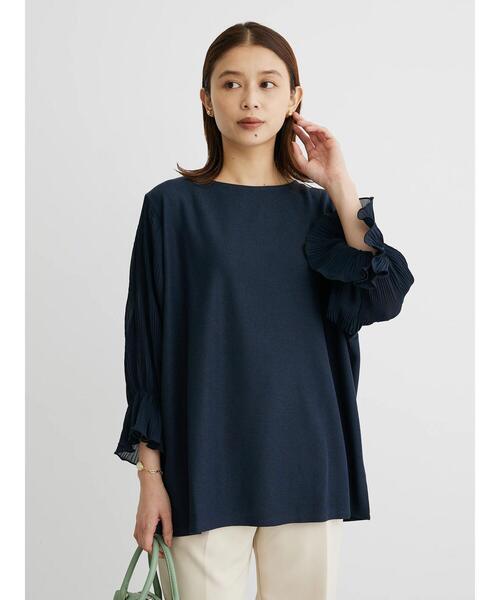 Green　Parks（グリーンパークス）の「マジョリカドッキング7分袖プルオーバー（Tシャツ/カットソー・レディース・サックスブルー/ブラック/ライトベージュ/ネイビー・FREE）」の8枚目の写真