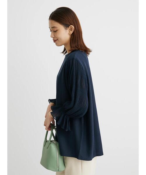 Green　Parks（グリーンパークス）の「マジョリカドッキング7分袖プルオーバー（Tシャツ/カットソー・レディース・サックスブルー/ブラック/ライトベージュ/ネイビー・FREE）」の9枚目の写真