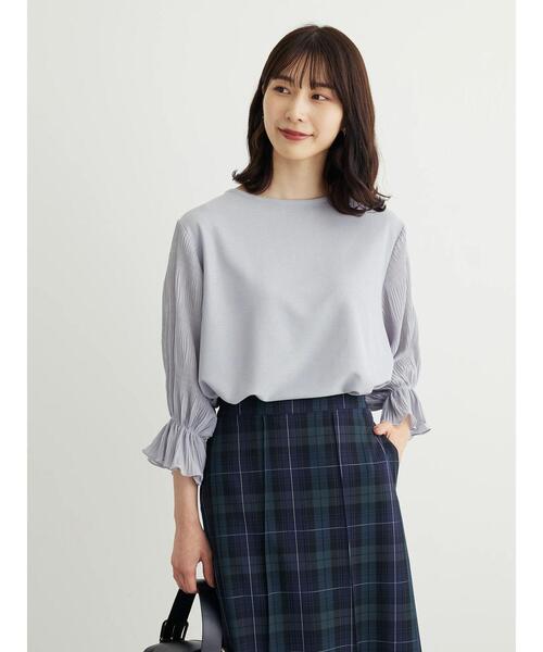 Green　Parks（グリーンパークス）の「マジョリカドッキング7分袖プルオーバー（Tシャツ/カットソー・レディース・サックスブルー/ブラック/ライトベージュ/ネイビー・FREE）」の12枚目の写真