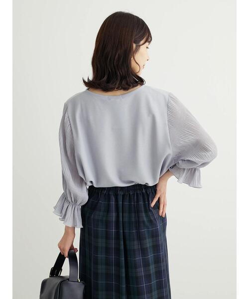 Green　Parks（グリーンパークス）の「マジョリカドッキング7分袖プルオーバー（Tシャツ/カットソー・レディース・サックスブルー/ブラック/ライトベージュ/ネイビー・FREE）」の13枚目の写真