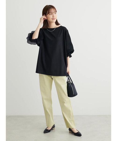 Green　Parks（グリーンパークス）の「マジョリカドッキング7分袖プルオーバー（Tシャツ/カットソー・レディース・サックスブルー/ブラック/ライトベージュ/ネイビー・FREE）」の14枚目の写真