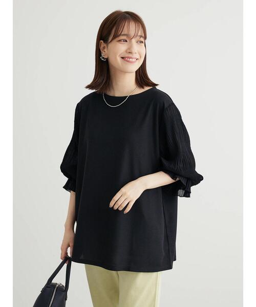 Green　Parks（グリーンパークス）の「マジョリカドッキング7分袖プルオーバー（Tシャツ/カットソー・レディース・サックスブルー/ブラック/ライトベージュ/ネイビー・FREE）」の16枚目の写真