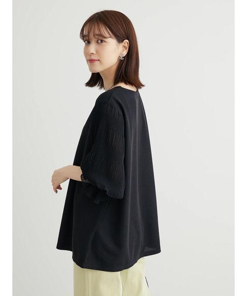 Green　Parks（グリーンパークス）の「マジョリカドッキング7分袖プルオーバー（Tシャツ/カットソー・レディース・サックスブルー/ブラック/ライトベージュ/ネイビー・FREE）」の17枚目の写真