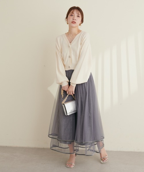 natural couture(ナチュラルクチュール)の「キラキラビジューカーディガン(カーディガン/ボレロ・レディース・グレイッシュベージュ/ブラック/アイボリー/ブルー/モカ・FREE)」の9枚目の写真