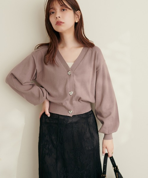 キラキラビジューカーディガン（カーディガン/ボレロ）｜natural