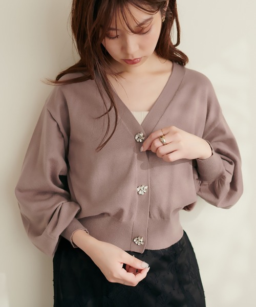 キラキラビジューカーディガン（カーディガン/ボレロ）｜natural