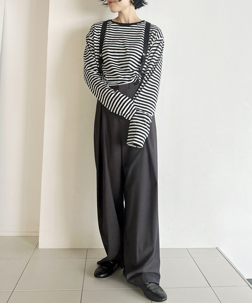 PROVOKE （プロヴォーク）の「【PROVOKE/プロヴォーク】dad suspenders pants（スラックス・レディース・ライトグレー/ネイビー・38/36）」の8枚目の写真