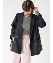Lugnoncure | ウールライクダブルブレストジャケット(ノーカラージャケット)
