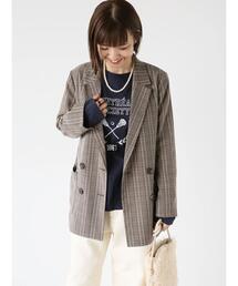 Lugnoncure | ウールライクダブルブレストジャケット(ノーカラージャケット)