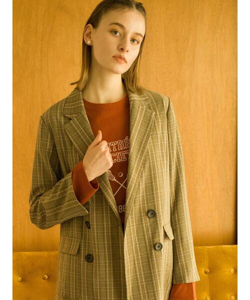 Lugnoncure（ルノンキュール）の「ウールライクダブルブレストジャケット（ノーカラージャケット・レディース・ネイビー/チャコールグレー/ブラウン・F）」の19枚目の写真