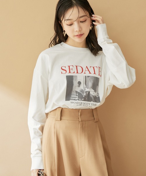 VIS（ビス）の「【洗える】ロゴ＆フォト箔プリントアソートロングTシャツ（Tシャツ/カットソー・レディース・ホワイト系その他/ホワイト系その他2・FREE）」の9枚目の写真