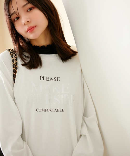 VIS（ビス）の「【洗える】ロゴ＆フォト箔プリントアソートロングTシャツ（Tシャツ/カットソー・レディース・ホワイト系その他/ホワイト系その他2・FREE）」の19枚目の写真
