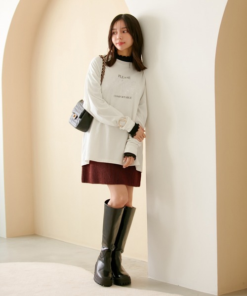 VIS（ビス）の「【洗える】ロゴ＆フォト箔プリントアソートロングTシャツ（Tシャツ/カットソー・レディース・ホワイト系その他/ホワイト系その他2・FREE）」の20枚目の写真