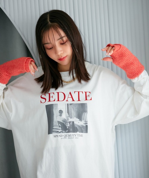 VIS（ビス）の「【洗える】ロゴ＆フォト箔プリントアソートロングTシャツ（Tシャツ/カットソー・レディース・ホワイト系その他/ホワイト系その他2・FREE）」の22枚目の写真