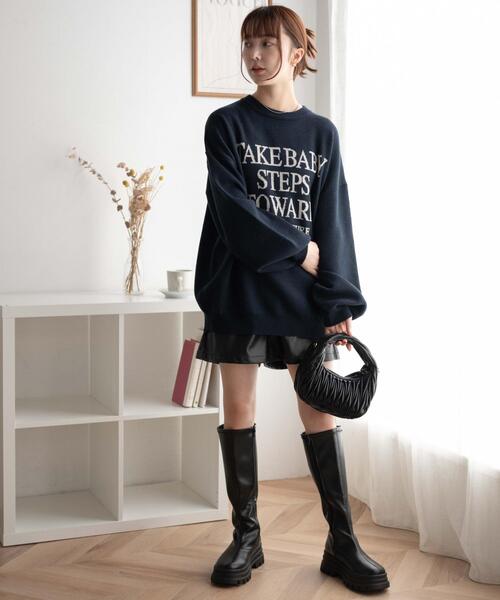 WEGO（ウィゴー）の「WEGO/ジャガードニットビッグプルオーバー（ニット/セーター・レディース・ブラック/ライトグレー/アイボリー/ネイビー・FREE）」の8枚目の写真