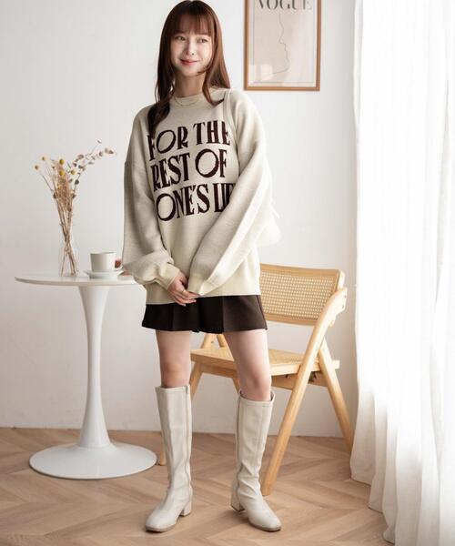 WEGO（ウィゴー）の「WEGO/ジャガードニットビッグプルオーバー（ニット/セーター・レディース・ブラック/ライトグレー/アイボリー/ネイビー・FREE）」の5枚目の写真