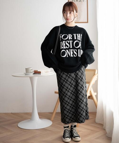 WEGO（ウィゴー）の「WEGO/ジャガードニットビッグプルオーバー（ニット/セーター・レディース・ブラック/ライトグレー/アイボリー/ネイビー・FREE）」の6枚目の写真