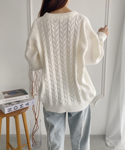 yuue' ( wear )(ユーイ)の「ケーブル編みプルオーバーニット(ニット/セーター・レディース・ブルー/ホワイト・FREE)」の17枚目の写真