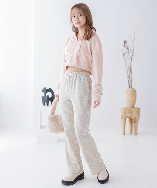 clear（クリア）の「ストレッチツイードフレアパンツ[低身長用サイズ有]≪2024SS≫（その他パンツ・レディース・ベージュ/ブラック/ピンク/グリーン・F/XS）」の19枚目の写真